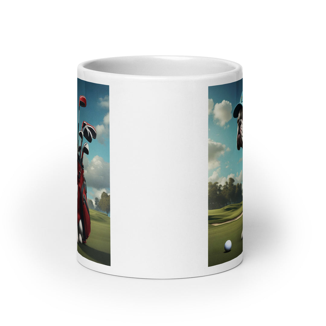 Catahoula Bulldog Golfer- White glossy mug