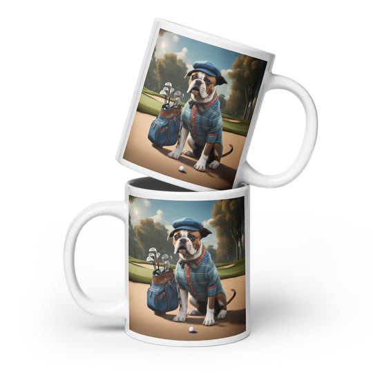 Catahoula Bulldog Golfer- White glossy mug v7