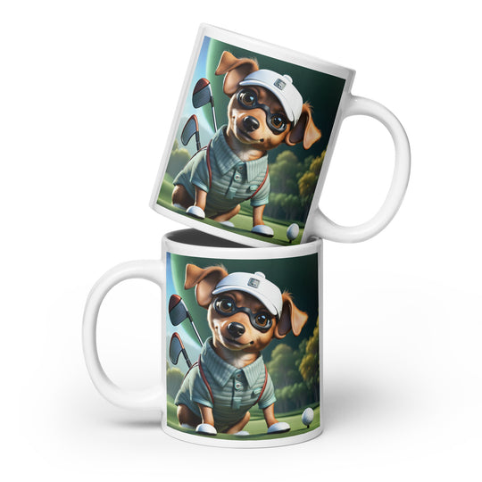 Chiweenie Golfer- White glossy mug v4