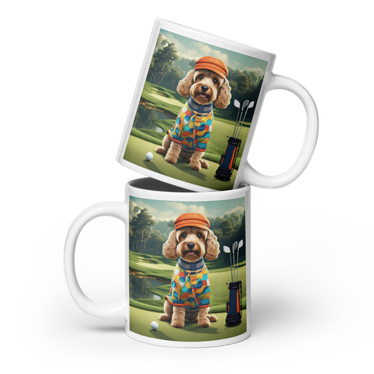 Cockapoo Golfer- White glossy mug v2