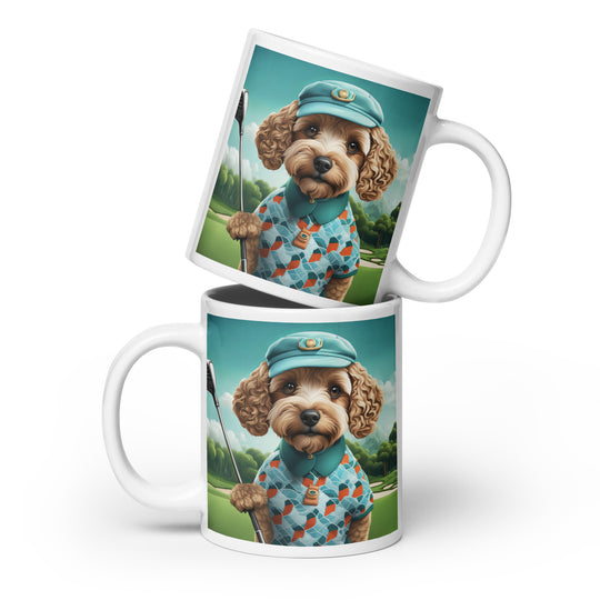 Cockapoo Golfer- White glossy mug v3