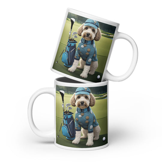 Cockapoo Golfer- White glossy mug v4