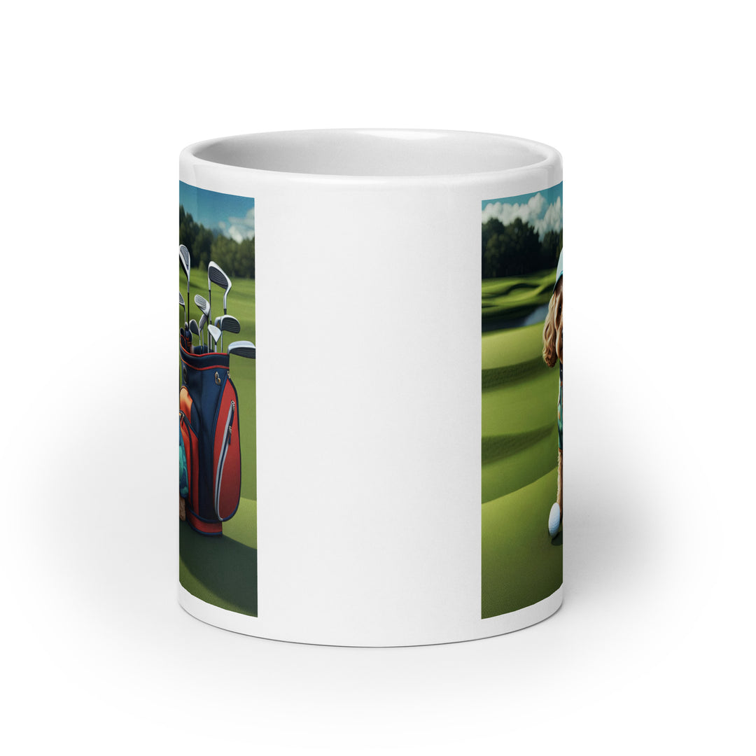 Cockapoo Golfer- White glossy mug v5