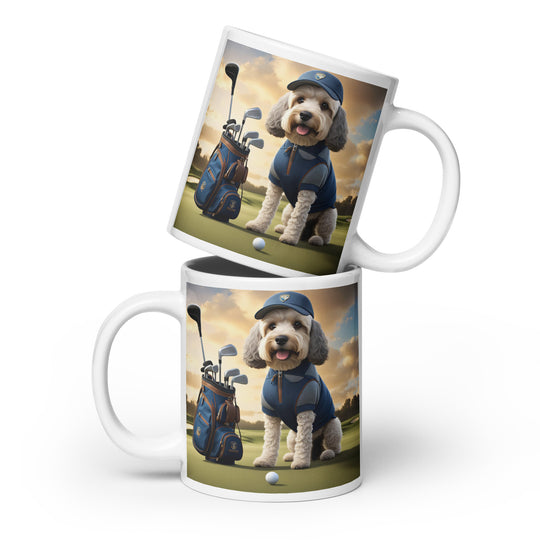 Cockapoo Golfer- White glossy mug v8