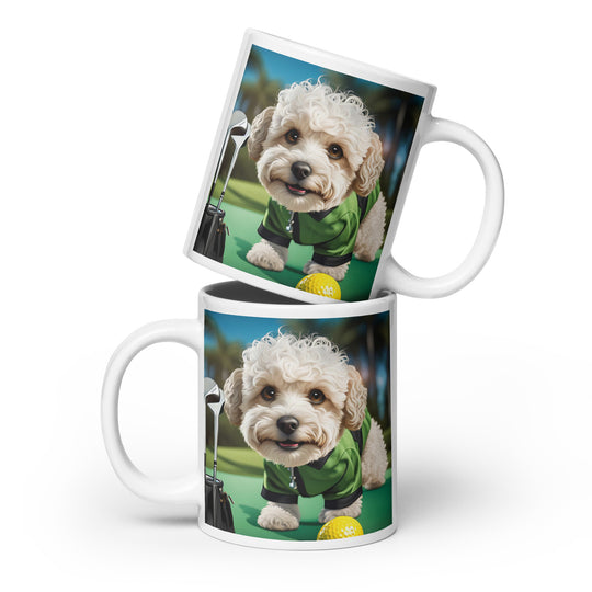 Maltipoo Golfer- White glossy mug v5