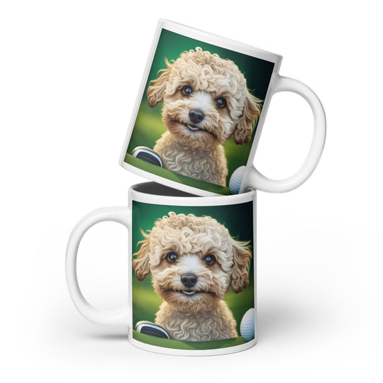 Maltipoo Golfer- White glossy mug v6