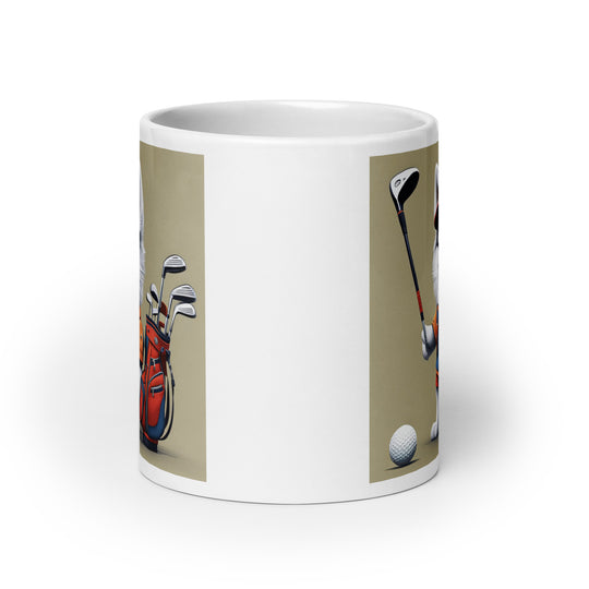 Pomsky Golfer- White glossy mug v14