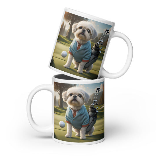 Pugapoo Golfer- White glossy mug v5