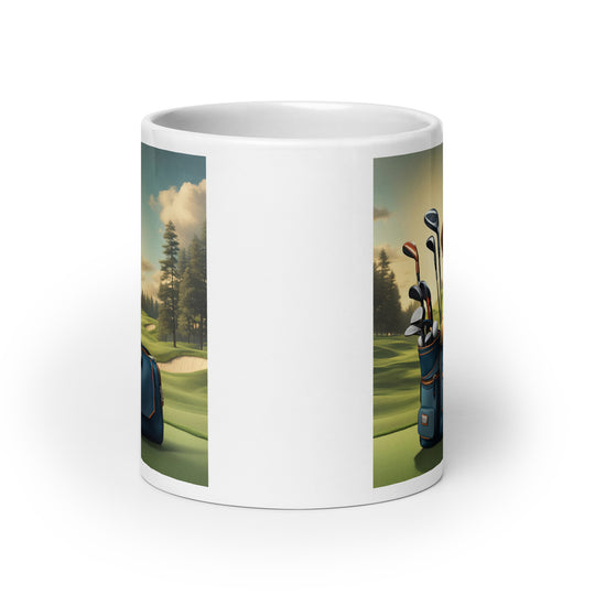 Puggle Golfer- White glossy mug v2