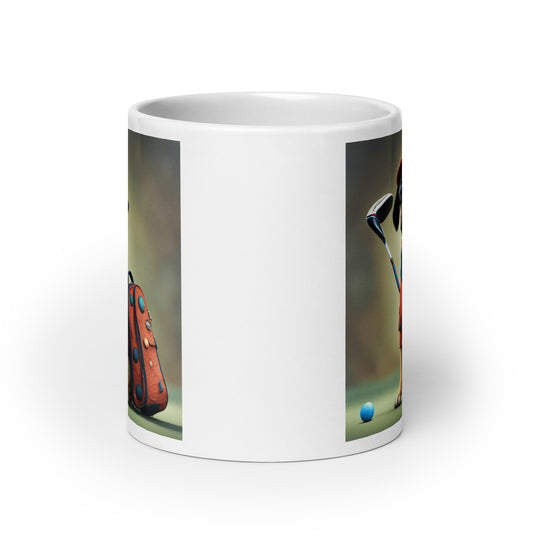 Puggle Golfer- White glossy mug v4