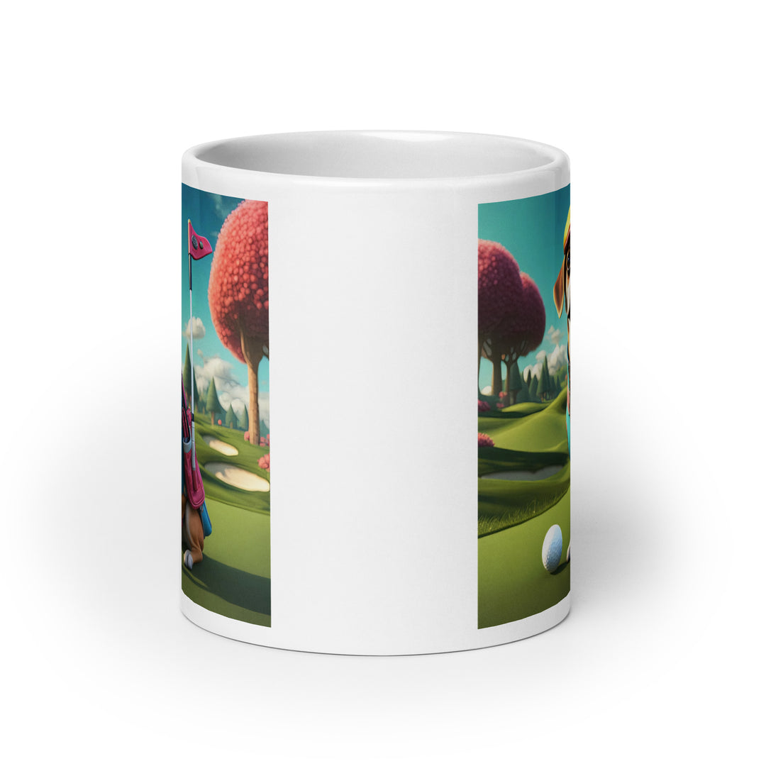 Puggle Golfer- White glossy mug v8