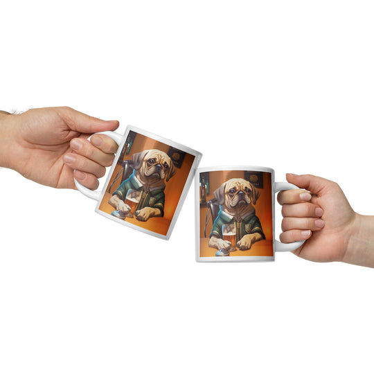 Puggle Golfer- White glossy mug v14