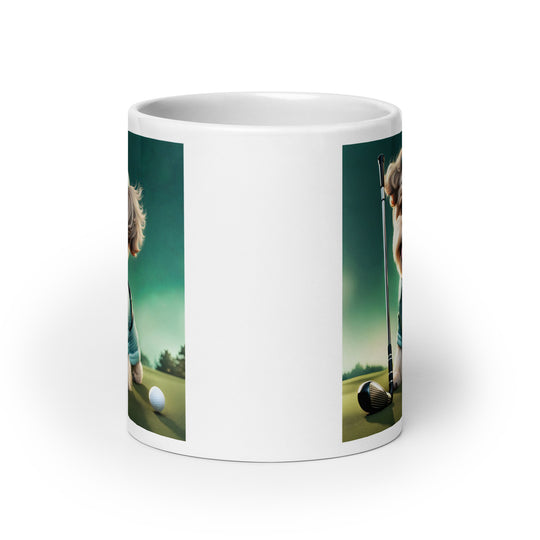 Shih-Poo Golfer- White glossy mug