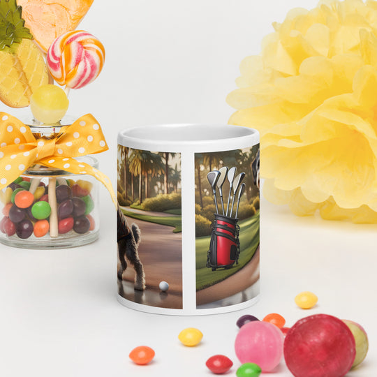 Schnoodle Golfer- White glossy mug v11