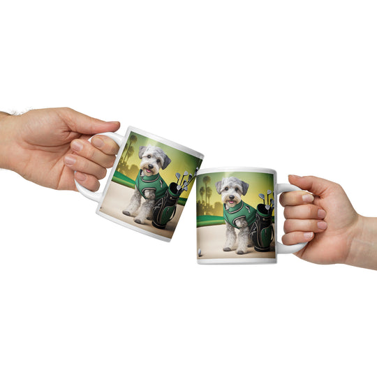 Schnoodle Golfer- White glossy mug v13