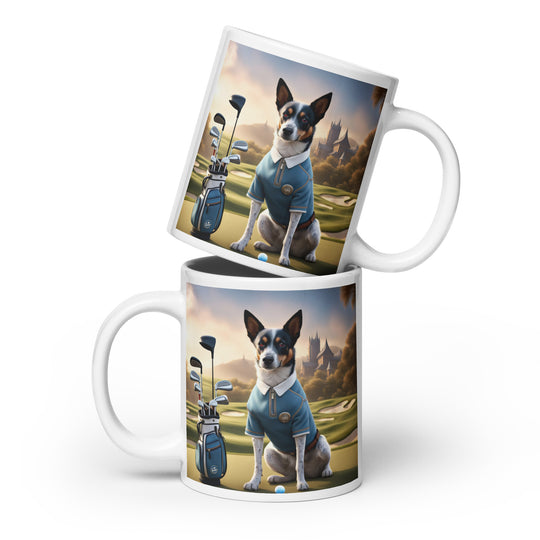 Texas Heeler Golfer- White glossy mug v3