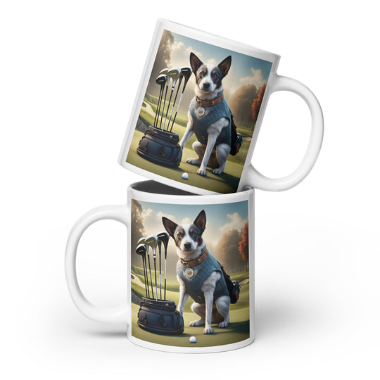 Texas Heeler Golfer- White glossy mug v5