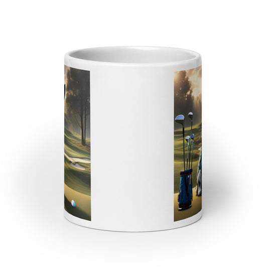 Texas Heeler Golfer- White glossy mug v8