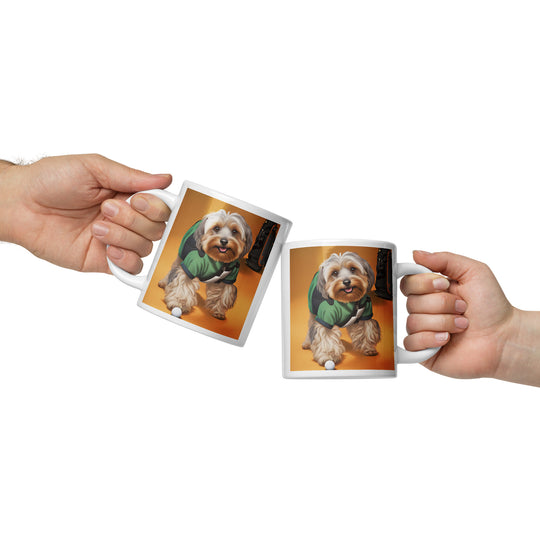 Yorkipoo Golfer- White glossy mug v11