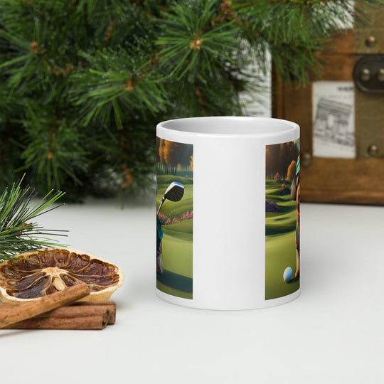 Yorkipoo Golfer- White glossy mug v14