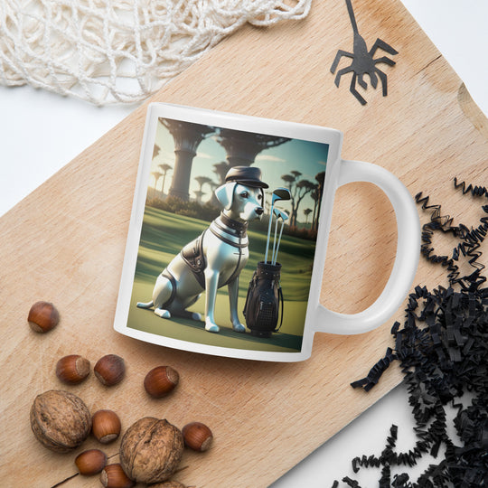 White glossy mug-Labrador Retriever Golfer V15