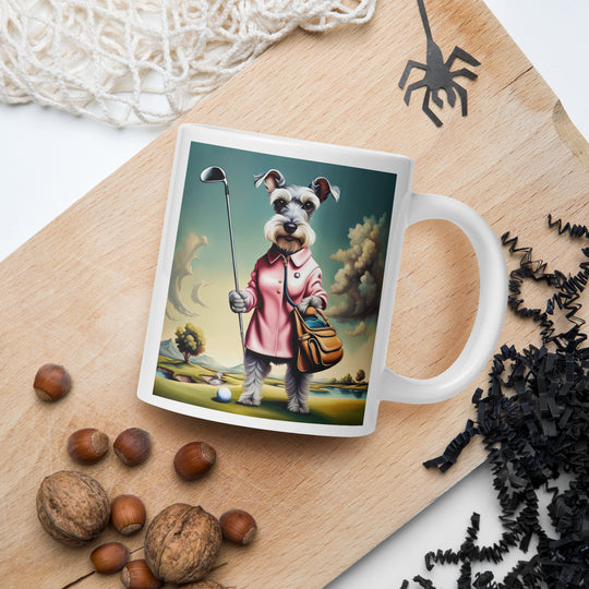 Miniature Schnauzer Golfer- White glossy mug v4