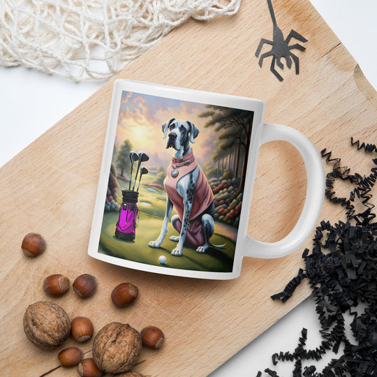 Great Dane Golfer- White glossy mug v4