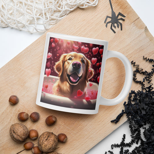 Golden Retriever Romantic- White glossy mug