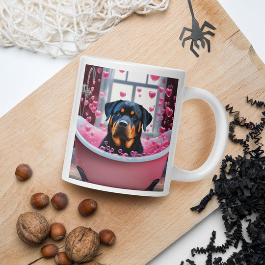 Rottweiler Romantic- White glossy mug