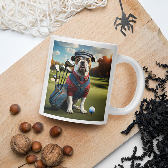 Catahoula Bulldog Golfer- White glossy mug v6