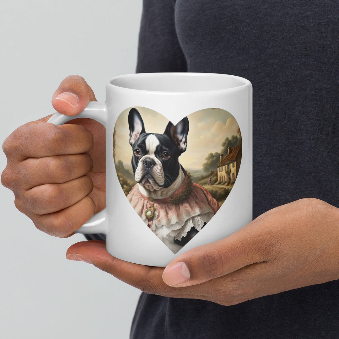 White glossy mug-French Bulldog V4