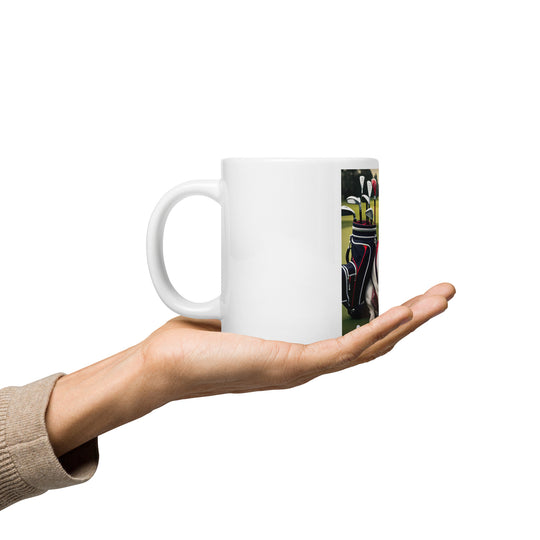 White glossy mug-French Bulldog Golfer V10