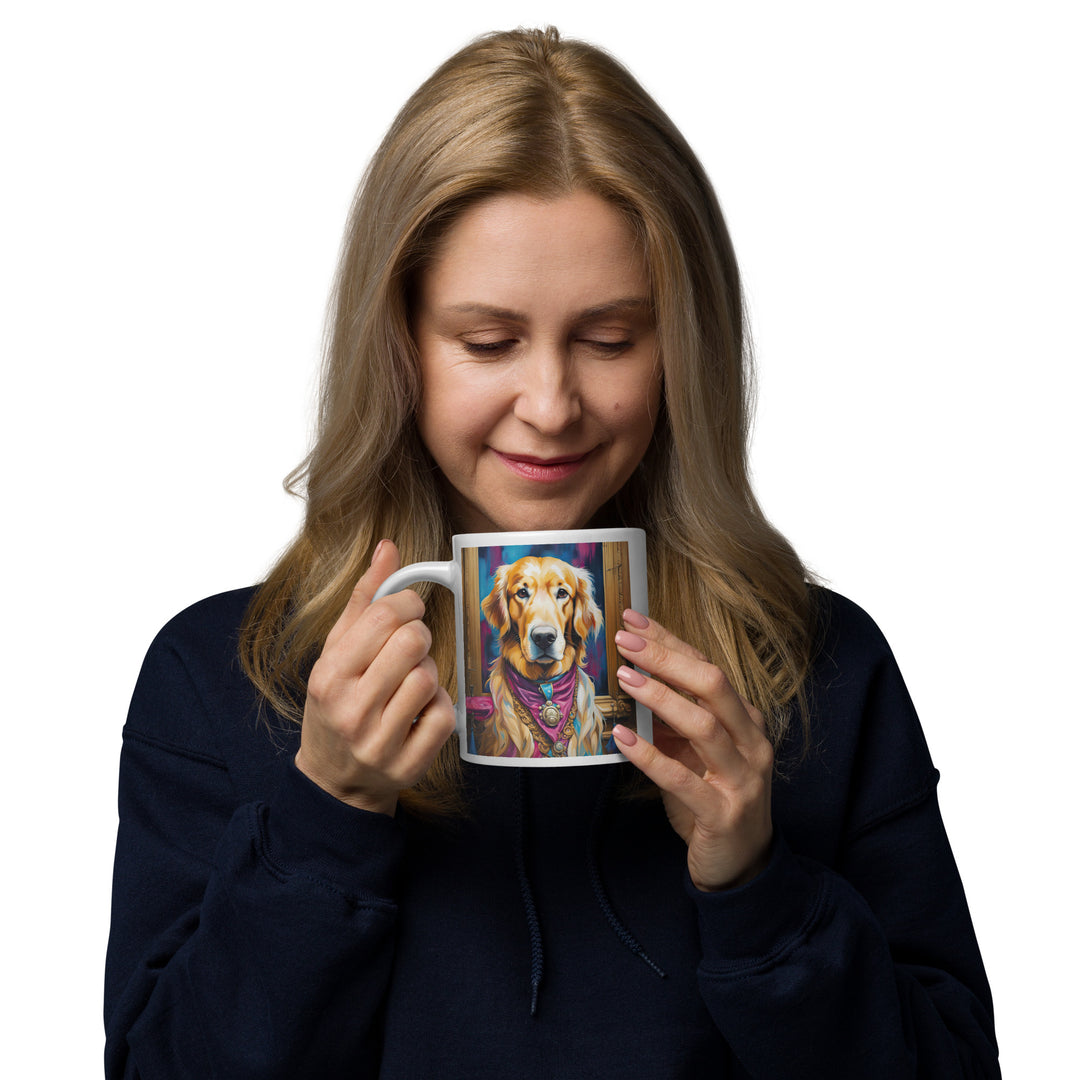 Golden Retriever- White glossy mug v2