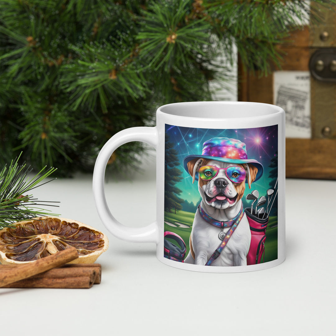 American Bulldog Golfer- White glossy mug