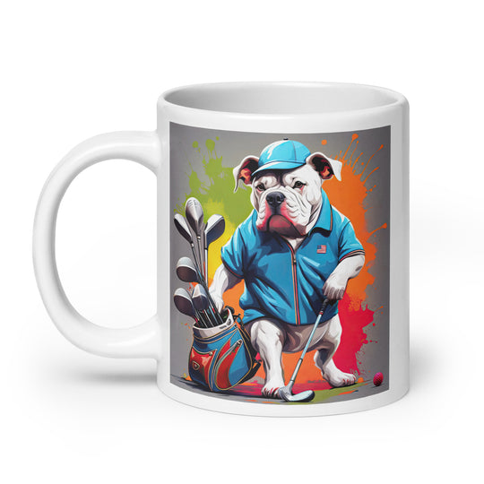 Bulldog Golfer- White glossy mug v3