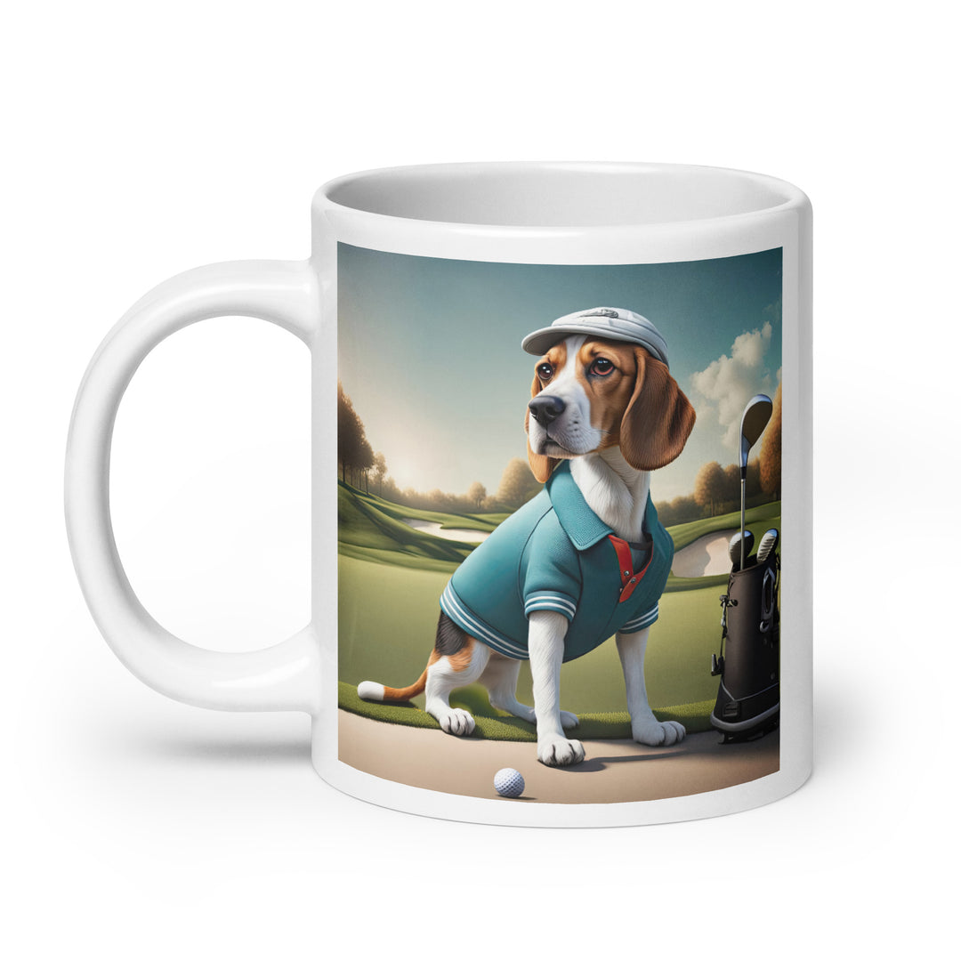 Beagle Golfer- White glossy mug v2