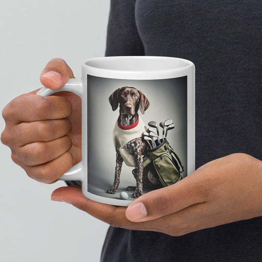 German Shorthaired Pointer Golfer- White glossy mug v4