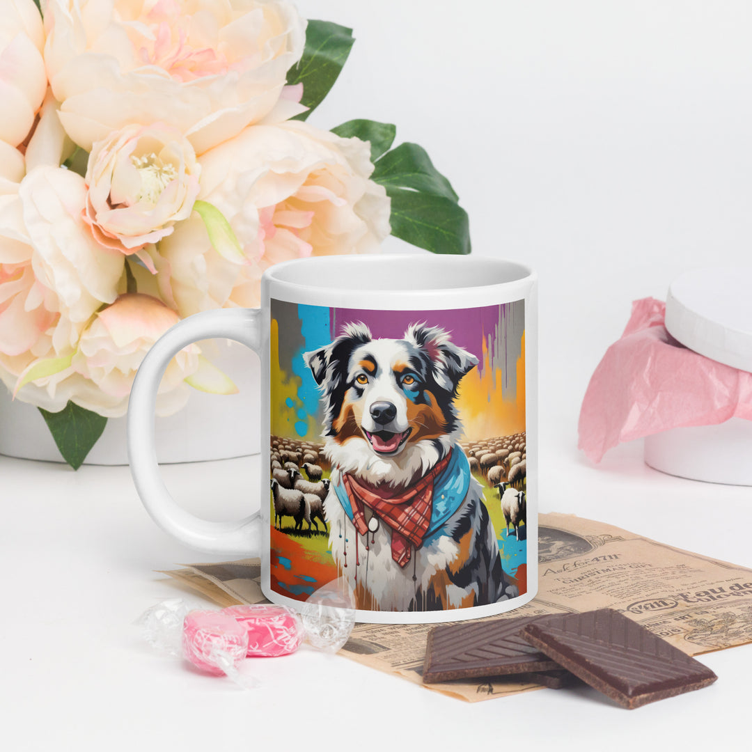 Australian Shepherd- White glossy mug v3