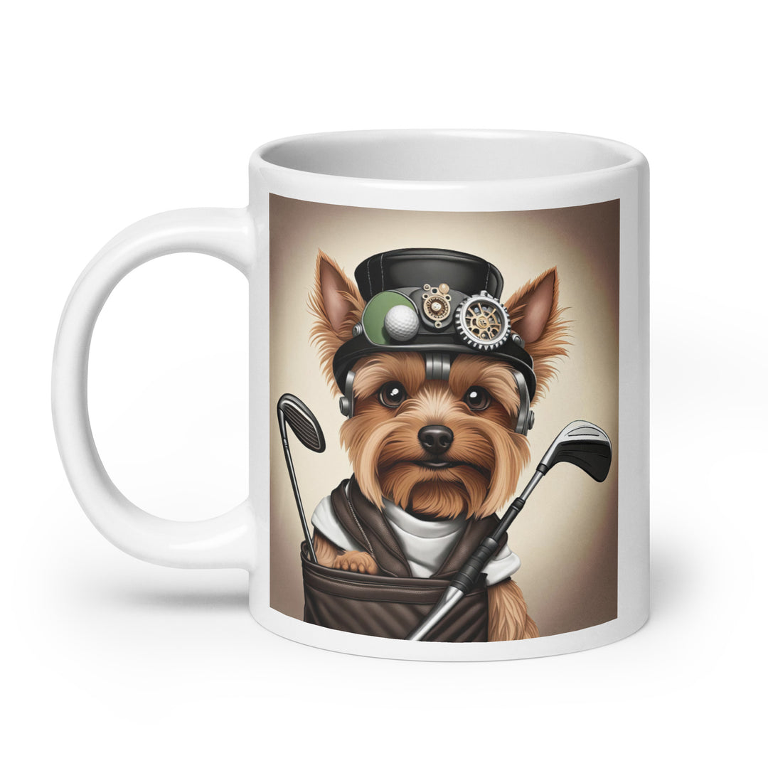 Yorkshire Terrier Golfer- White glossy mug v3