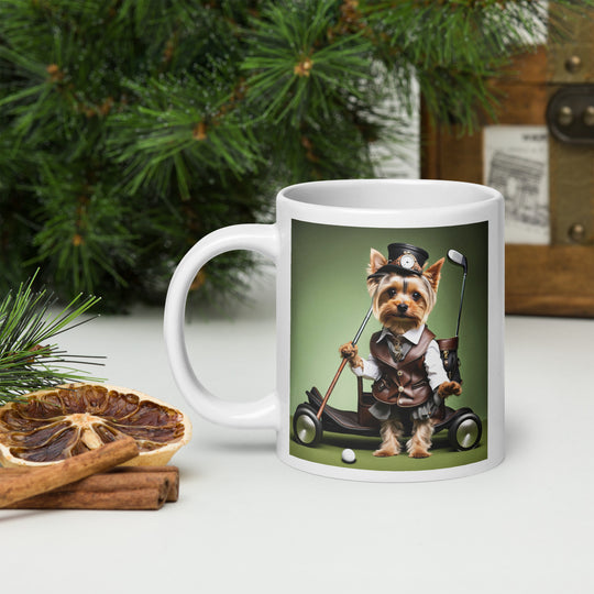 Yorkshire Terrier Golfer- White glossy mug v4