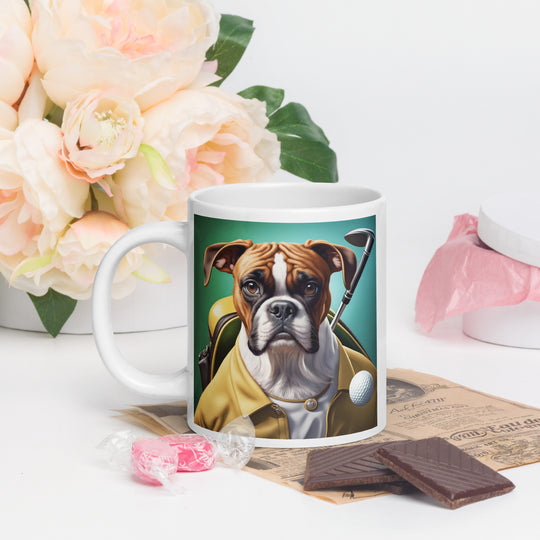 Boxer Golfer- White glossy mug