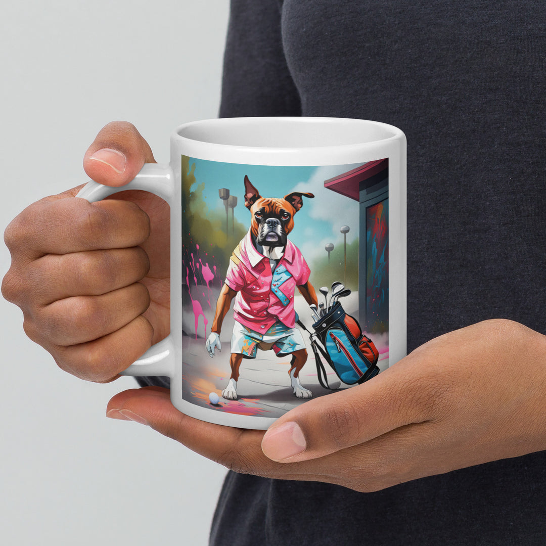 Boxer Golfer- White glossy mug v2