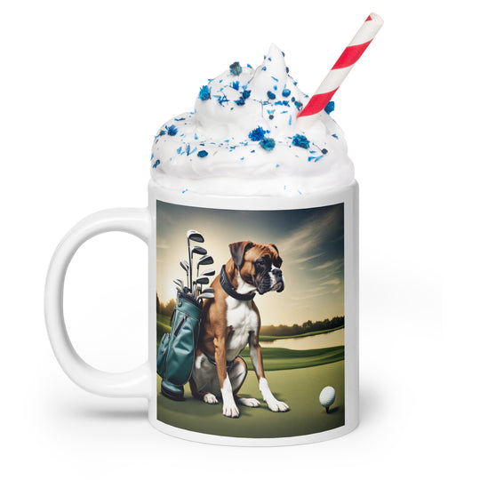 Boxer Golfer- White glossy mug v3