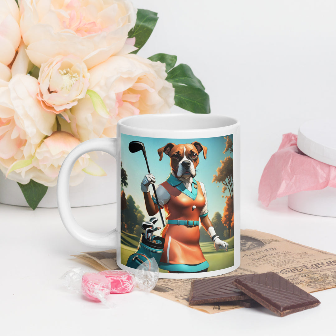 Boxer Golfer- White glossy mug v4