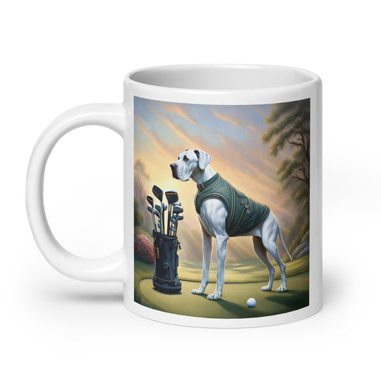 Great Dane Golfer- White glossy mug v3