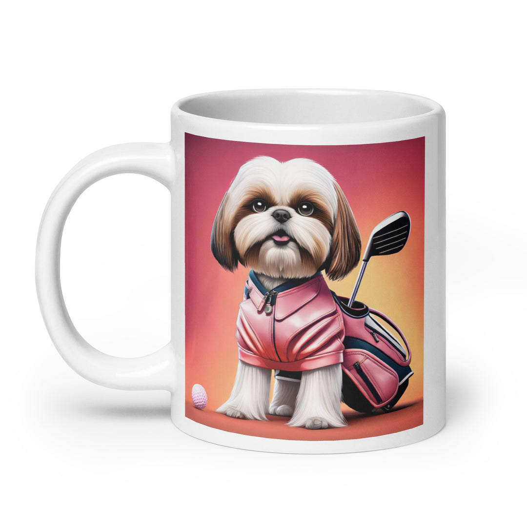 Shih Tzu Golfer- White glossy mug v2