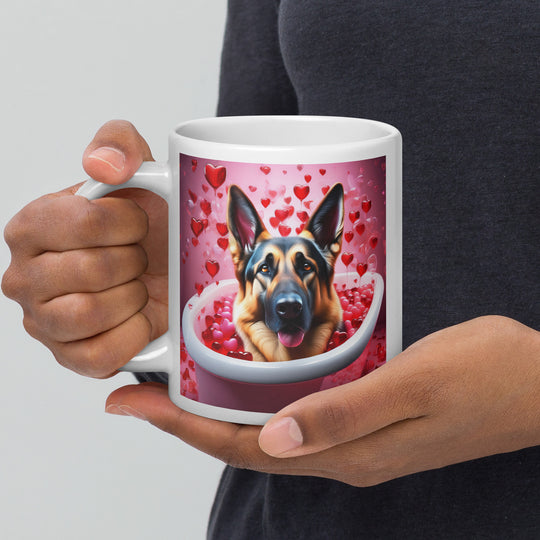 German Shepherd Romantic- White glossy mug