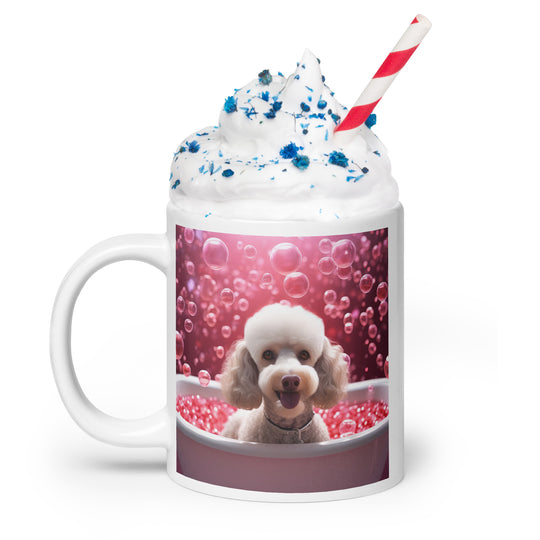 Poodle Romantic- White glossy mug