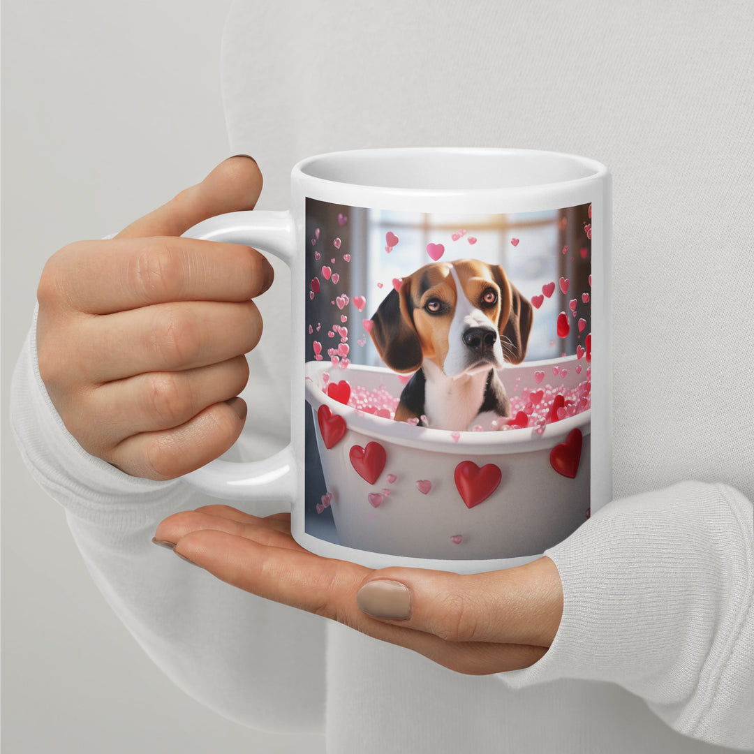 Beagle Romantic- White glossy mug