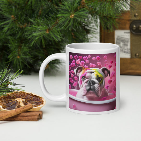 Bulldog Romantic- White glossy mug